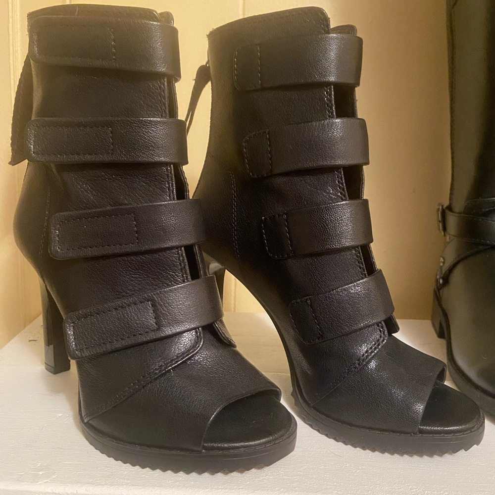 DKNY Black Strappy Heeled Boots